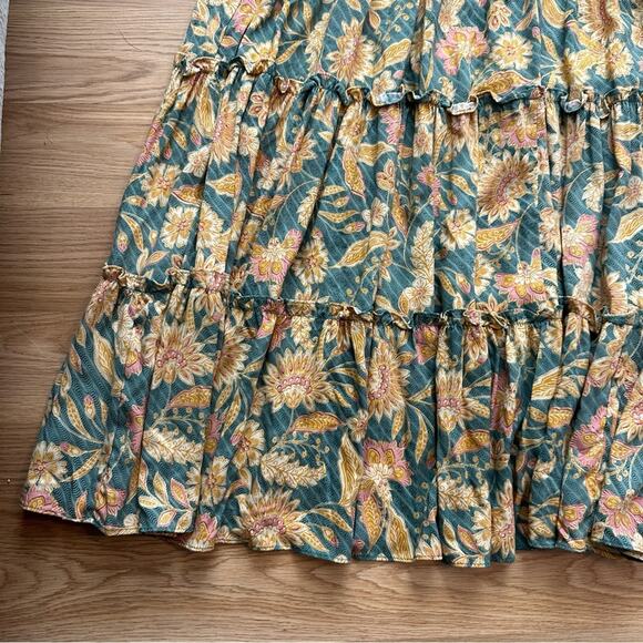 NEW 1.State Women's Floral Print Ruffle Trim Midi Skirt in Green Milieu Size 3X - Picture 12 of 12